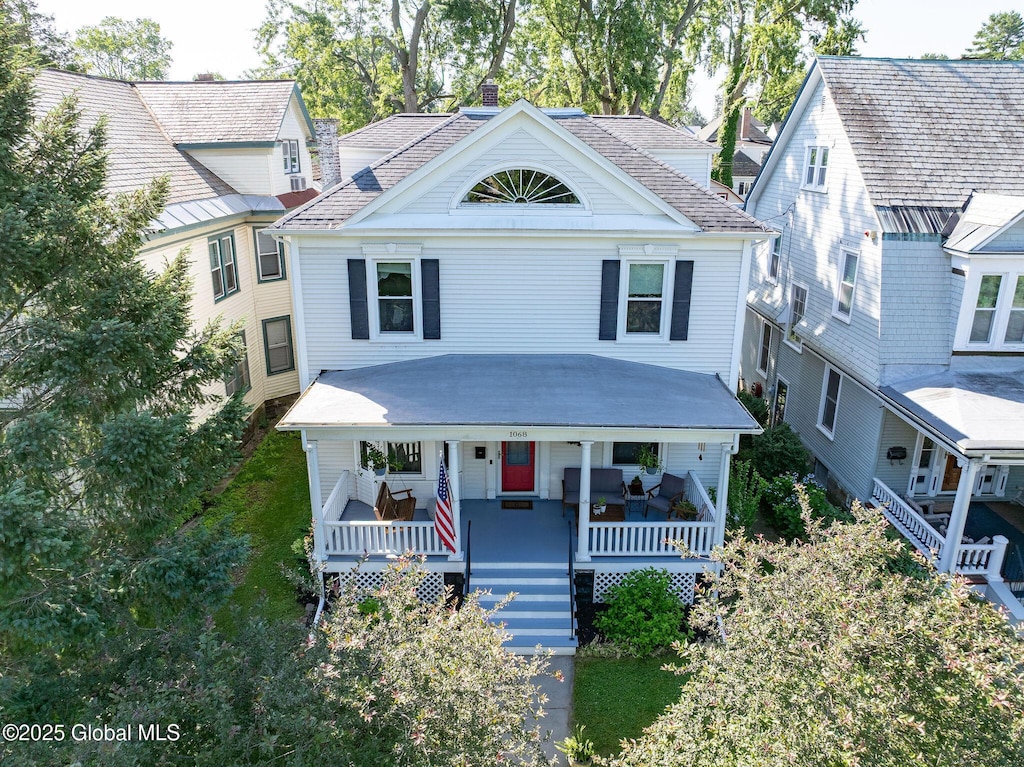1068 Parkwood Blvd, Schenectady, NY 12308 - view of front facade with covered porch