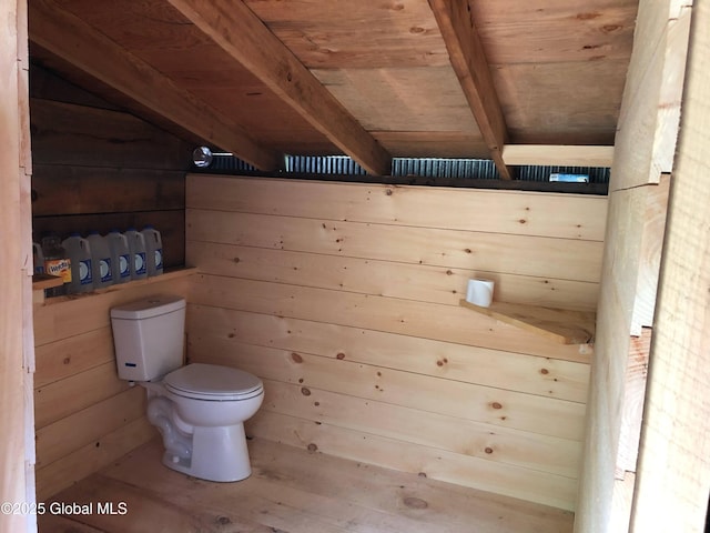 215 Ridge Rd, Minerva, NY 12851 - bathroom featuring a wood ceiling with exposed beams and wood finished floors