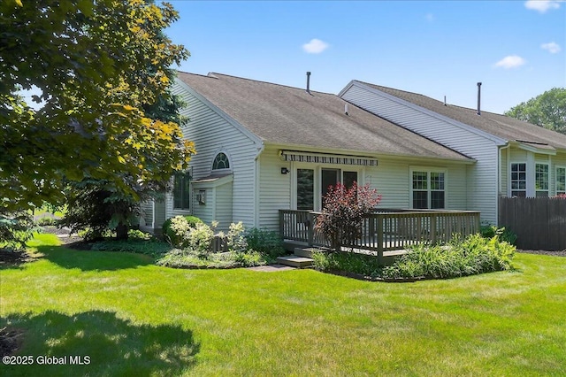 13 Hyland Cir, Troy, NY 12182 - rear view of house with a wooden deck and roof with shingles