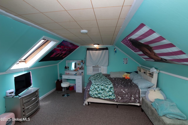 33 Woodside Dr, Glenville, NY 12302 - bedroom featuring carpet flooring, cooling unit, a skylight, and lofted ceiling