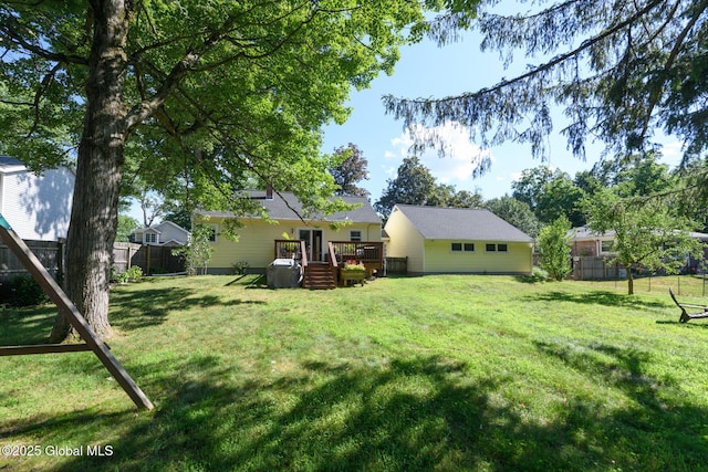 23 Mcmillen Pl, Bethlehem, NY 12054 - fenced backyard with a wooden deck