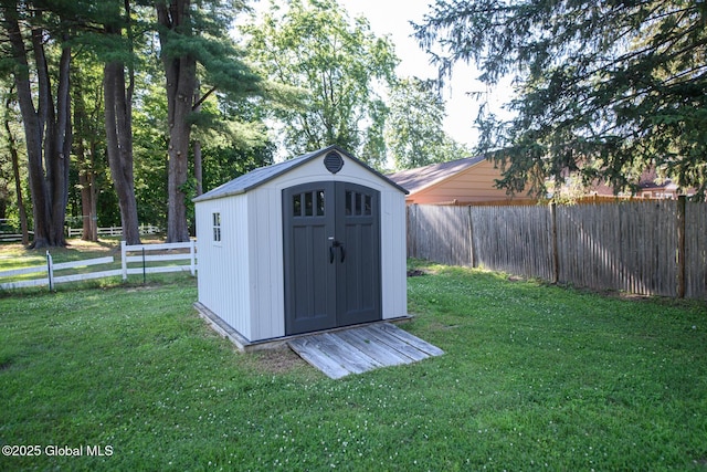 23 Mcmillen Pl, Bethlehem, NY 12054 - view of shed featuring a fenced backyard