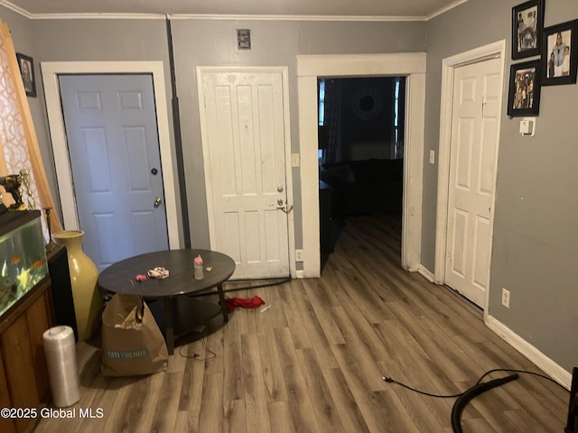 857 Strong St, Schenectady, NY 12307 - entrance foyer with crown molding and wood finished floors