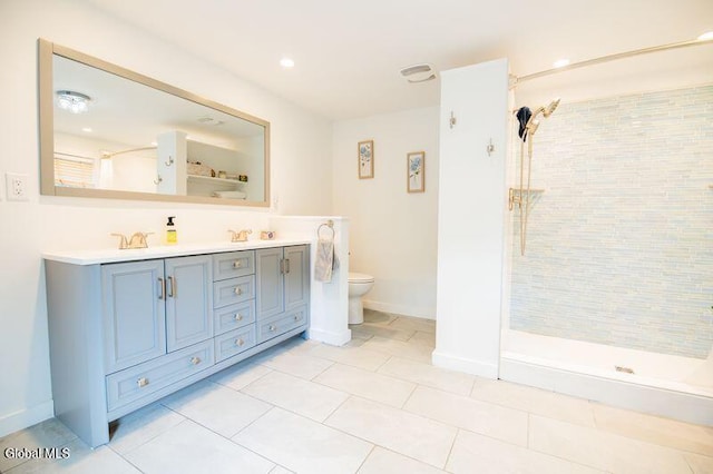1264 Pilot Knob Rd, Fort Ann, NY 12844 - full bath featuring double vanity, a tile shower, and tile patterned floors