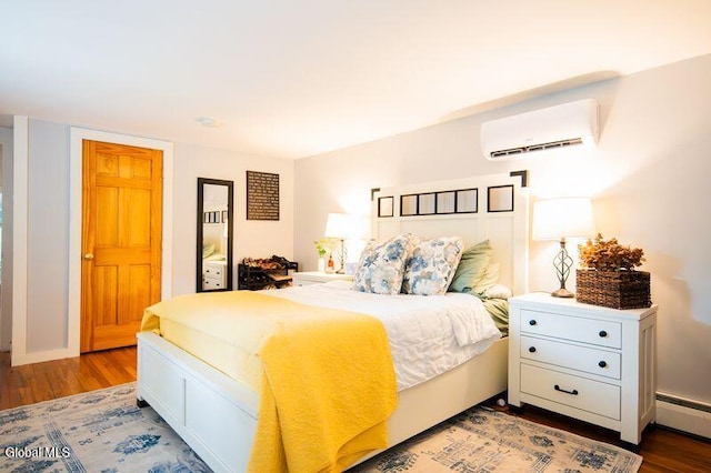 1264 Pilot Knob Rd, Fort Ann, NY 12844 - bedroom with a wall mounted AC, wood finished floors, and a baseboard radiator