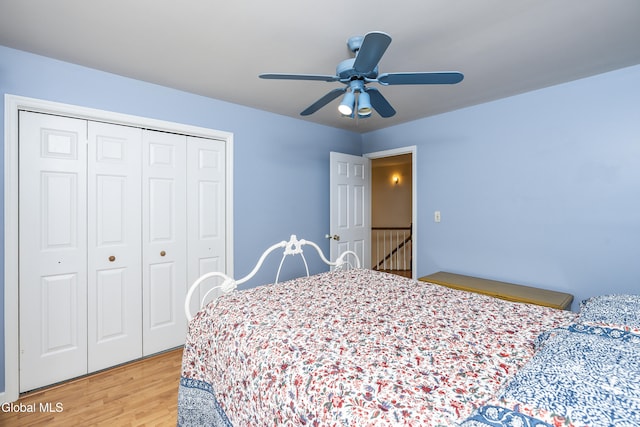 1 Maple Dr, Greenfield, NY 12833 - bedroom with a closet, light wood finished floors, and ceiling fan