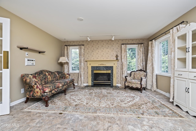 1 Maple Dr, Greenfield, NY 12833 - living area featuring track lighting and a high end fireplace