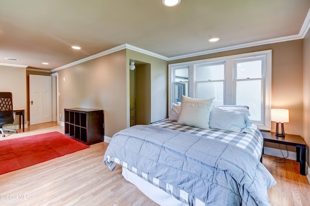 1171 Lowell Rd, Schenectady, NY 12308 - bedroom with light wood-style floors, crown molding, and recessed lighting