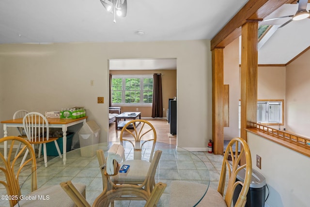 1927 Berne Altamont Rd, Altamont, NY 12009 - dining area with ceiling fan and baseboards