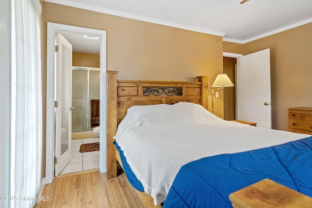 1927 Berne Altamont Rd, Altamont, NY 12009 - bedroom featuring light wood-type flooring, crown molding, and ensuite bath