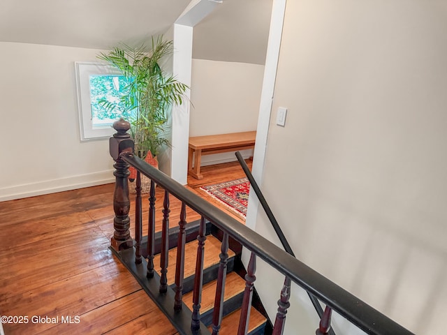 4882 Potter Hollow Rd, Rensselaerville, NY 12469 - staircase with hardwood / wood-style floors and lofted ceiling