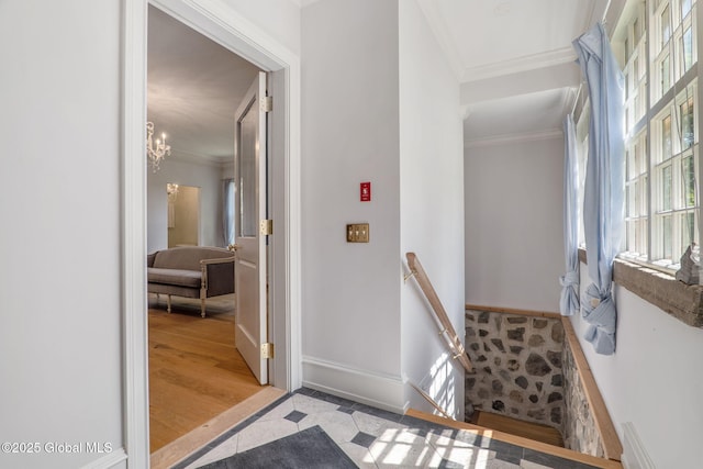 372 Jones Hill Rd, Jefferson, NY 12093 - tiled entryway featuring ornamental molding and a chandelier