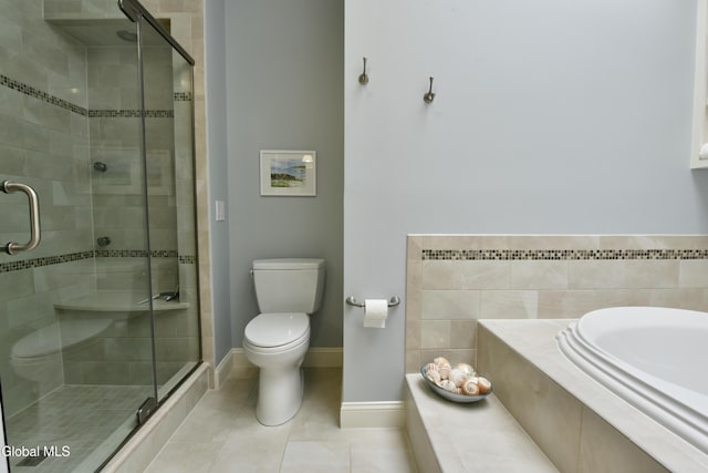 14 Friar Tuck Ct, Clifton Park, NY 12065 - bathroom featuring a bath, tile patterned floors, and a shower stall