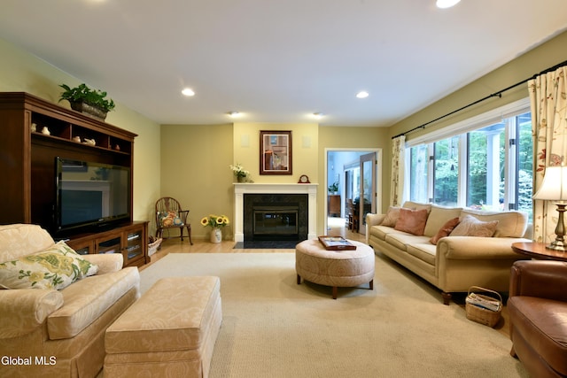 14 Friar Tuck Ct, Clifton Park, NY 12065 - living area featuring recessed lighting and a fireplace with flush hearth