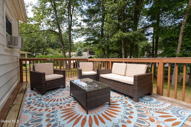 7 Shady Gln, Clifton Park, NY 12019 - deck featuring an outdoor hangout area and view of wooded area