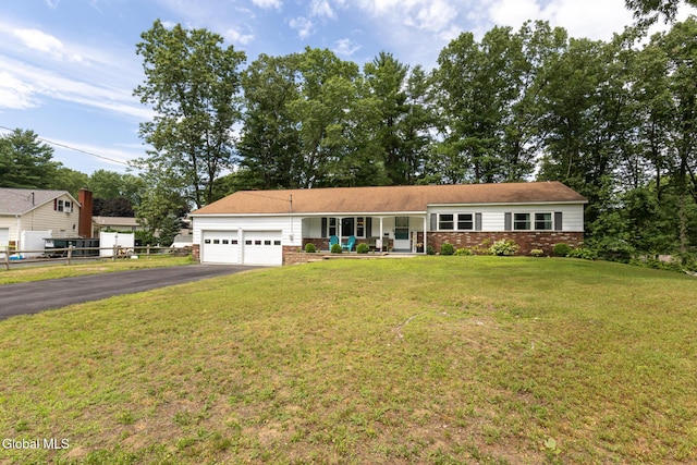 7 Shady Gln, Clifton Park, NY 12019 - ranch-style home featuring a garage, a porch, driveway, and brick siding