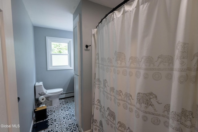 7 Shady Gln, Clifton Park, NY 12019 - bathroom featuring baseboard heating and curtained shower