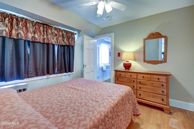 1151 Oxford Pl, Schenectady, NY 12308 - bedroom with hardwood / wood-style flooring, lofted ceiling, and ceiling fan