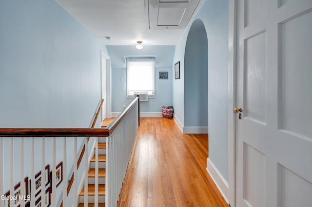 1151 Oxford Pl, Schenectady, NY 12308 - corridor with light wood-type flooring, an upstairs landing, and attic access