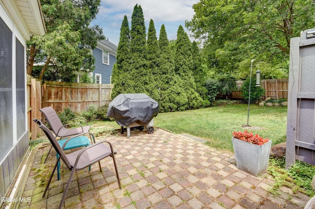 1151 Oxford Pl, Schenectady, NY 12308 - fenced backyard featuring a patio area and a grill