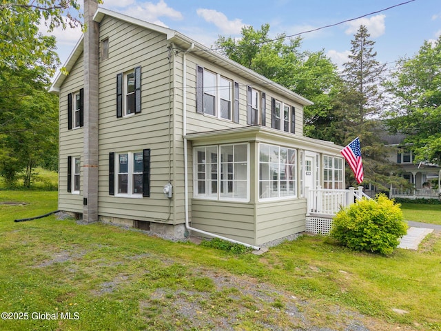 1707 Helderberg Trl, Berne, NY 12023 - view of side of home featuring a chimney and a yard