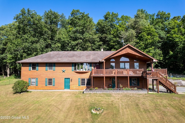 345 Goodman Rd, Fort Ann, NY 12827 - view of front facade with stairway, a deck, and a front yard