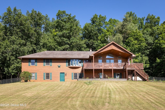 345 Goodman Rd, Fort Ann, NY 12827 - rear view of property with stairway, a deck, and a chimney
