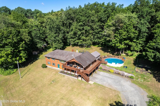 345 Goodman Rd, Fort Ann, NY 12827 - view from above of property with a pool and a heavily wooded area