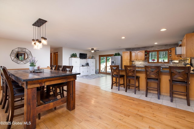 345 Goodman Rd, Fort Ann, NY 12827 - dining area featuring healthy amount of natural light, recessed lighting, ceiling fan, and light tile patterned floors