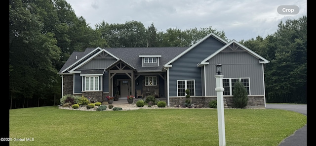 2794 W Lydius St, Schenectady, NY 12306 - craftsman-style house with stone siding, a front lawn, and roof with shingles