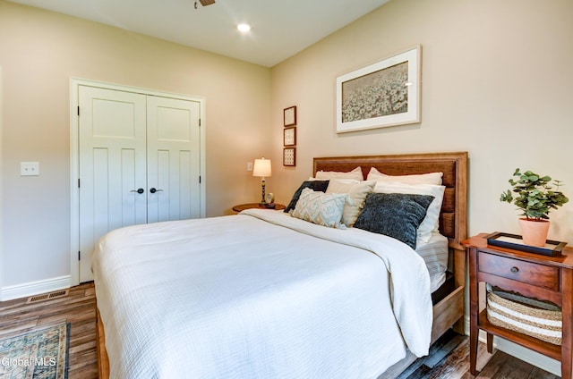 2794 W Lydius St, Schenectady, NY 12306 - bedroom with dark wood finished floors, a closet, recessed lighting, and ceiling fan