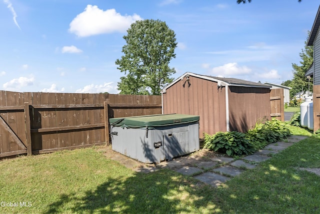 2289 Hickory Hill Rd, Mohawk, NY 12068 - view of yard featuring a hot tub and a storage unit