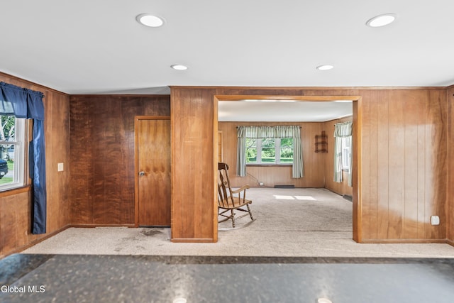 2289 Hickory Hill Rd, Mohawk, NY 12068 - unfurnished room featuring wooden walls, carpet flooring, and recessed lighting
