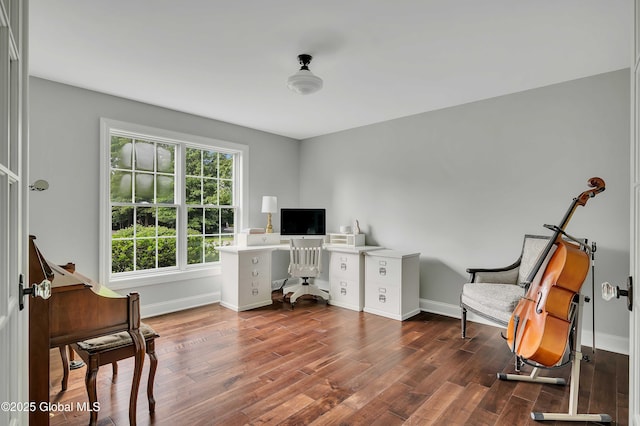 13 Bridlewood Loop, Clifton Park, NY 12148 - home office featuring baseboards and dark wood-style floors