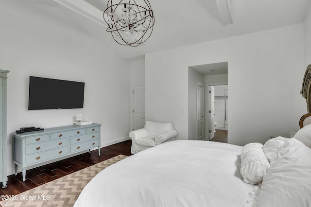 13 Bridlewood Loop, Clifton Park, NY 12148 - bedroom featuring a chandelier, wood finished floors, and lofted ceiling