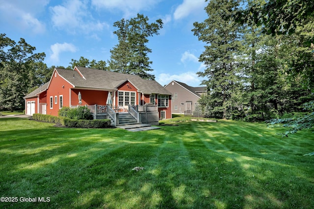 13 Bridlewood Loop, Clifton Park, NY 12148 - view of front of property with an attached garage, a front lawn, and a deck