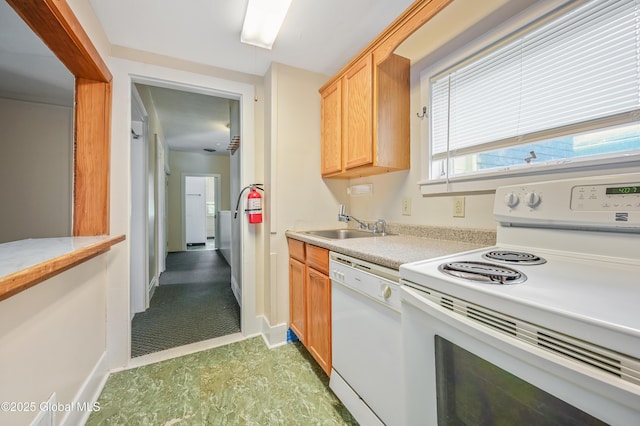 31 Cedar St, Oneonta, NY 13820 - kitchen with white appliances and light countertops
