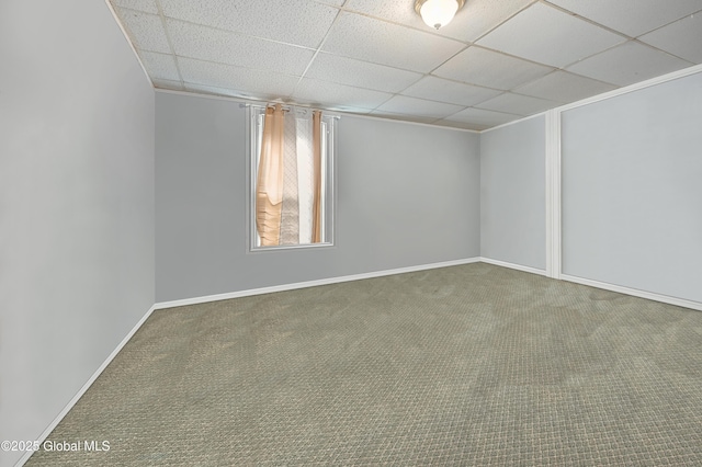 31 Cedar St, Oneonta, NY 13820 - carpeted spare room featuring a drop ceiling and baseboards