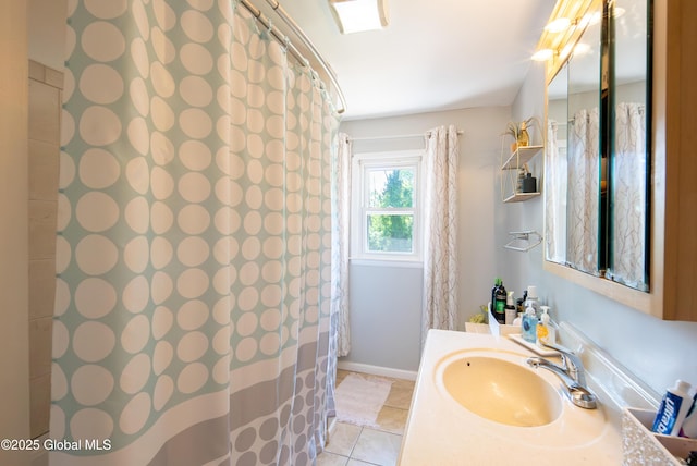 99 Fiddlers Ln, Colonie, NY 12110 - full bath with vanity, tile patterned flooring, and curtained shower