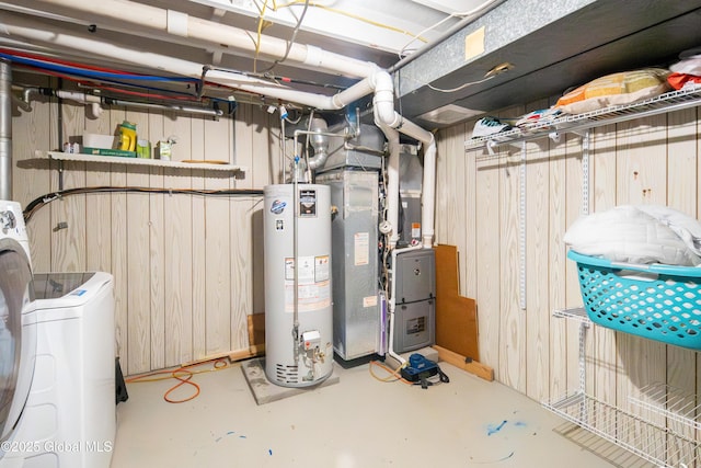 99 Fiddlers Ln, Colonie, NY 12110 - utilities featuring gas water heater, washer / dryer, and heating unit