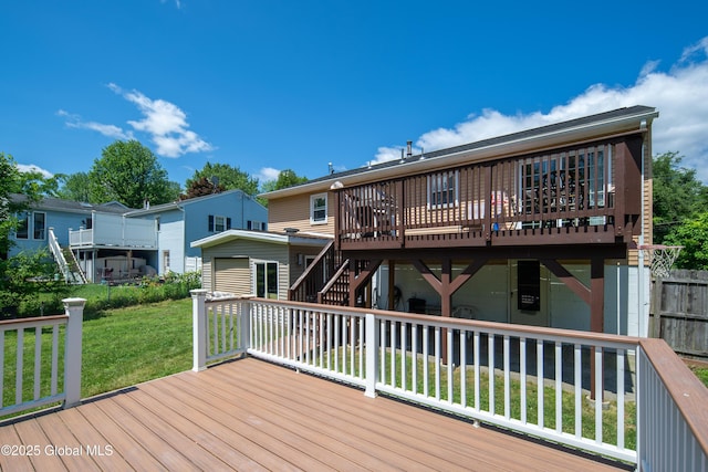 99 Fiddlers Ln, Colonie, NY 12110 - deck with stairs and a yard