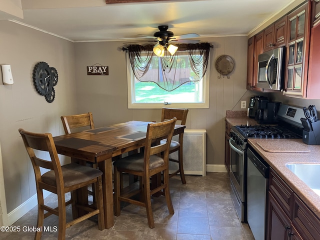 56 Pershing Dr, Scotia, NY 12302 - dining area with crown molding and ceiling fan