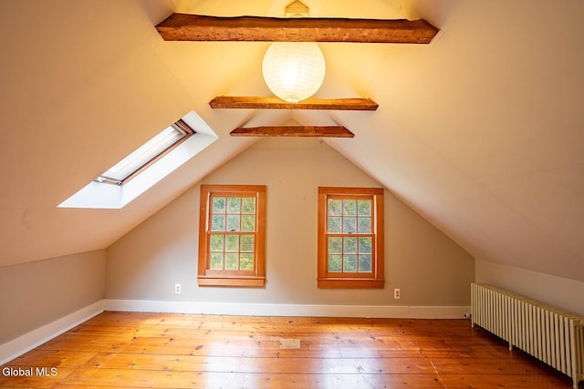 203 Center Rd, White Creek, NY 12057 - additional living space featuring radiator heating unit, a skylight, and wood-type flooring