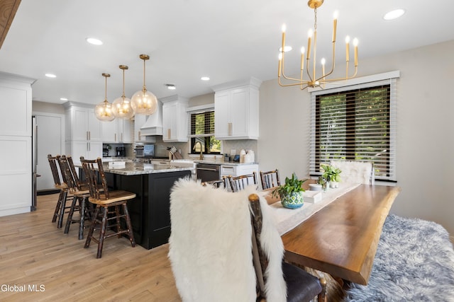 55 Trinity Rock Rd, Lake George, NY 12845 - dining room with a chandelier, light wood finished floors, and recessed lighting