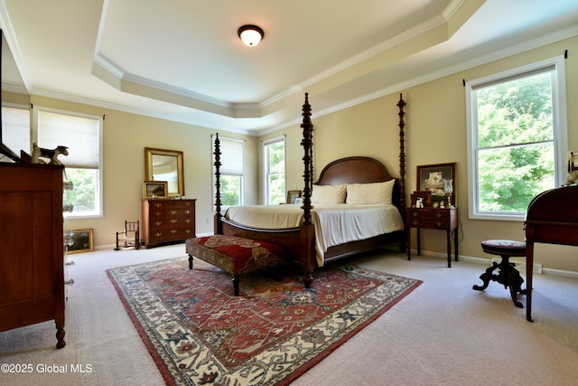 96 Masters Cmn N, Queensbury, NY 12804 - carpeted bedroom with a tray ceiling and ornamental molding