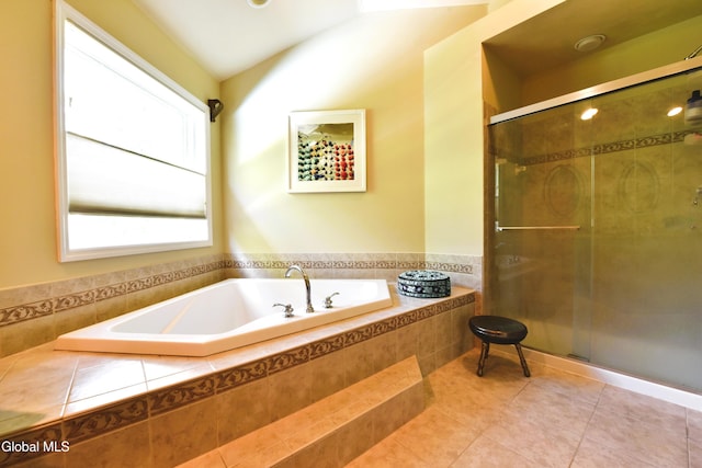 96 Masters Cmn N, Queensbury, NY 12804 - bathroom with a garden tub, a stall shower, and tile patterned floors