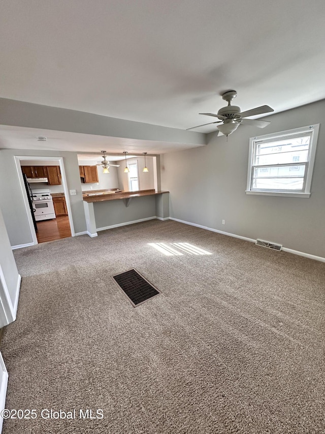 1 S Main St, Voorheesville, NY 12186 - unfurnished living room with a ceiling fan and carpet