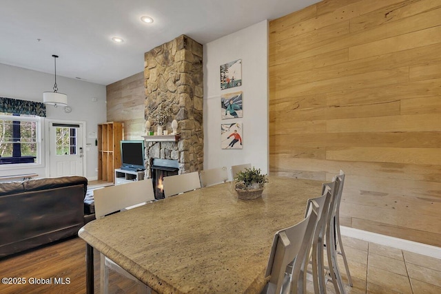 8 Trailside Dr Unit B10, Hunter, NY 12442 - dining area with wooden walls, recessed lighting, and wood finished floors
