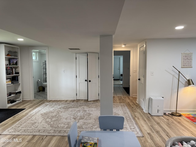 32 Winnie St, Albany, NY 12208 - exercise room featuring light wood-style floors and recessed lighting