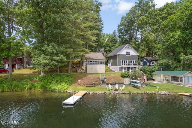 2235 Oaks Rd, Argyle, NY 12809 - dock area with a water view, a yard, and view of scattered trees